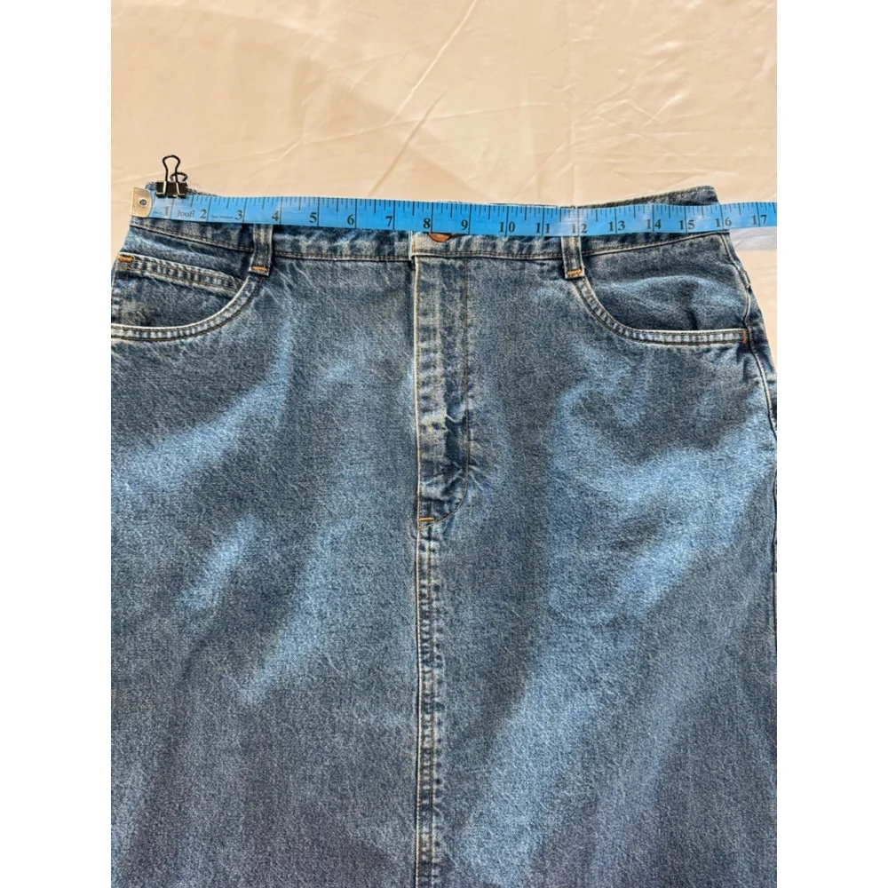 Lands End Classic Denim MIDI Skirt High Waist Vintage Style Size 14 - Picture 4 of 6
